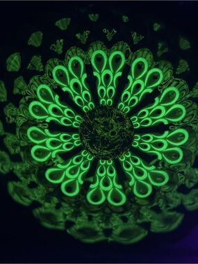 Glow Dragon Bowl ✨ UV Reactive Silver Peacock Glass Trinket Dish
